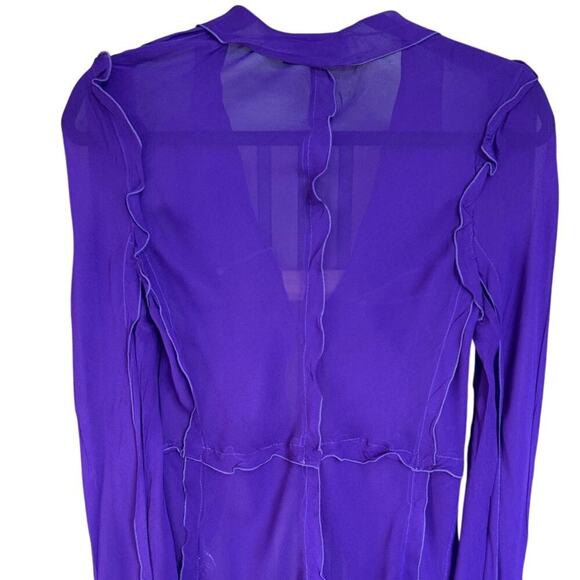 NWOT Rat And Boa Aphrodite Blouse Ruffle Semi Sheer Top In Purple Size Small - Picture 9 of 15